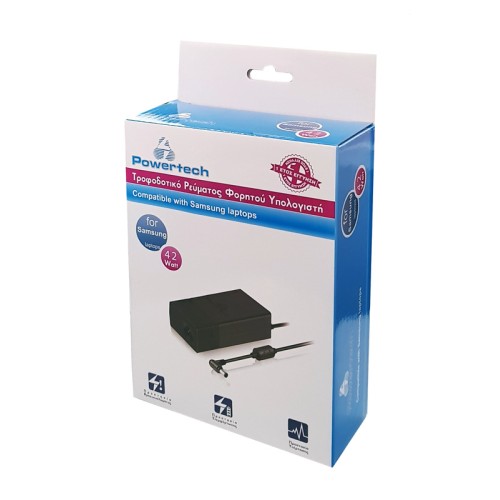 Powertech POWERTECH τροφοδοτικό για Samsung laptop PT-135, 42W, 14V/3A, λευκό