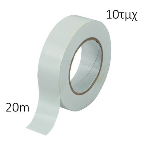 Powertech POWERTECH μονωτική ταινία, λευκή, 18mm, 20m, 10 τεμάχια