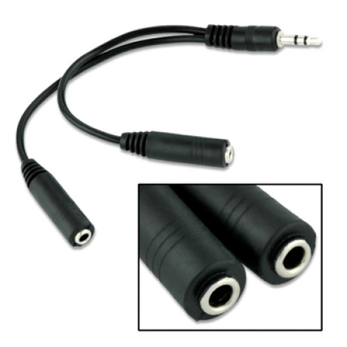 Powertech POWERTECH καλώδιο 3.5mm αρσενικό σε 2x 3.5mm θηλυκό CAB-J011 0.2m, μαύρο