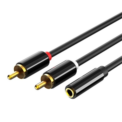 CABLETIME CABLETIME καλώδιο ήχου 3.5mm σε 2x RCA CT-H12G, 20cm, μαύρο