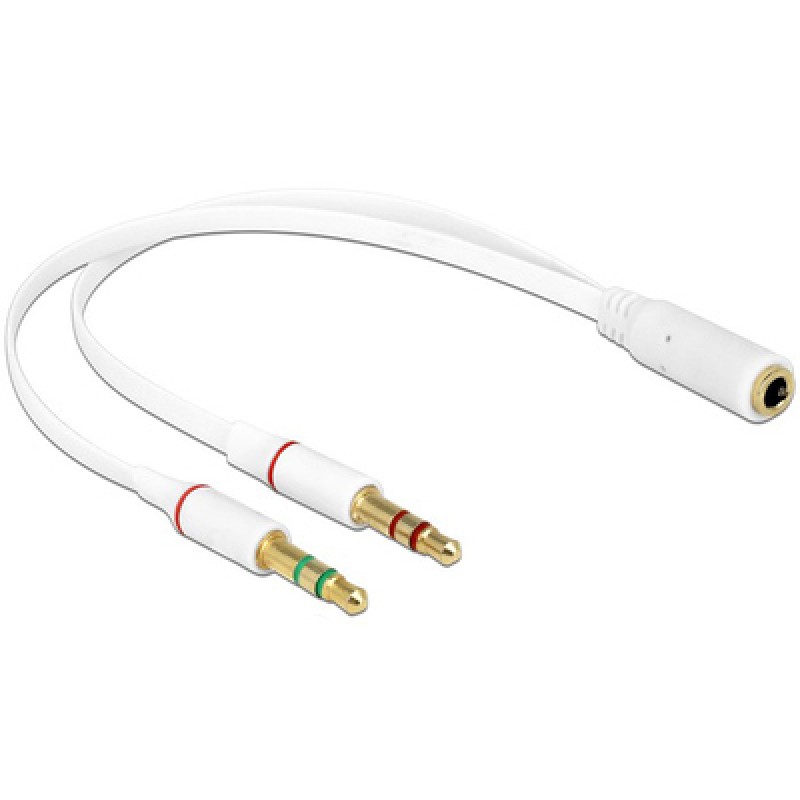 DELOCK DELOCK καλώδιο 3.5mm 4-pin jack σε 2x 3.5m 3-pin 65585, λευκό