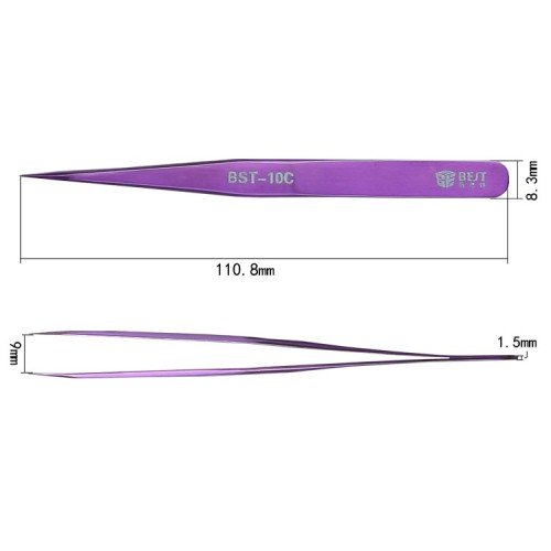 BEST BEST Τσιμπίδα BST-10C, Stainless Steel, ESD, Ίσια