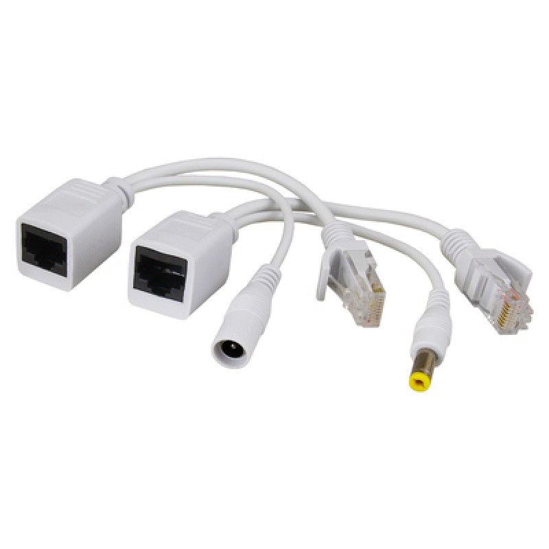 PULSAR PULSAR σετ μετατροπείς PoE τύπου RJ45 και 2.1/5.5 P-POE1, λευκό