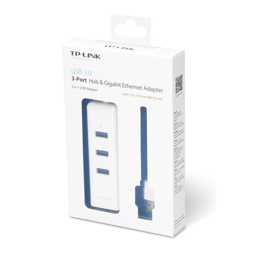 TP-Link TP-LINK USB Hub UE330 με θύρα δικτύου, 3 θυρών, USB σύνδεση, λευκό