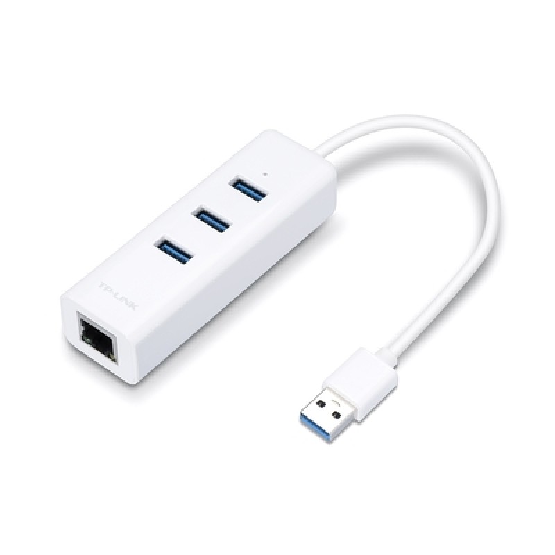 TP-Link TP-LINK USB Hub UE330 με θύρα δικτύου, 3 θυρών, USB σύνδεση, λευκό
