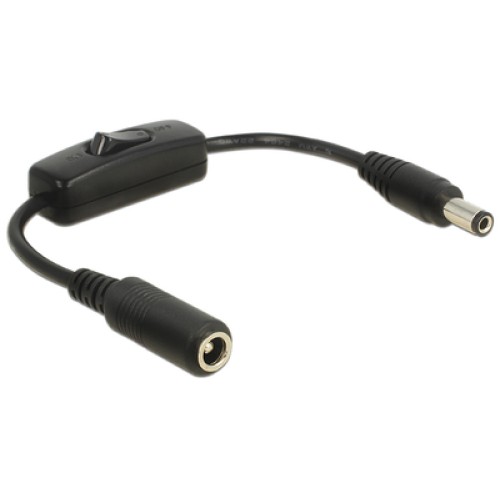 DELOCK DELOCK καλώδιο/διακόπτης τροφοδοσίας 65497, 5.5x2.5mm, 20cm, μαύρο