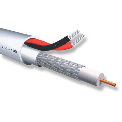 ACCORDIA ACCORDIA καλώδιο CCTV CC-100, Mini RG 59/2x 0.50mm2, 75 ohm, White, 100m