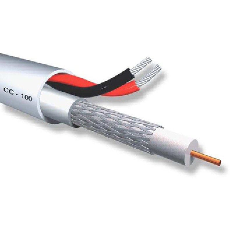 ACCORDIA ACCORDIA καλώδιο CCTV CC-100, Mini RG 59/2x 0.50mm2, 75 ohm, White, 100m