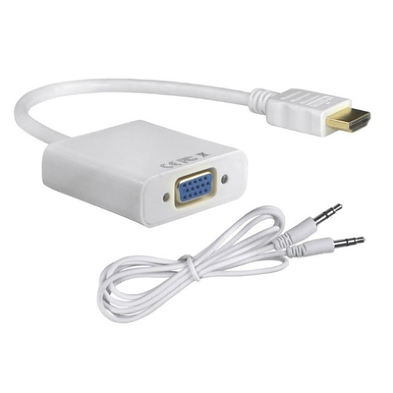 Powertech POWERTECH αντάπτορας HDMI σε VGA CAB-H072, καλώδιο 3.5mm, 0.20m, λευκός