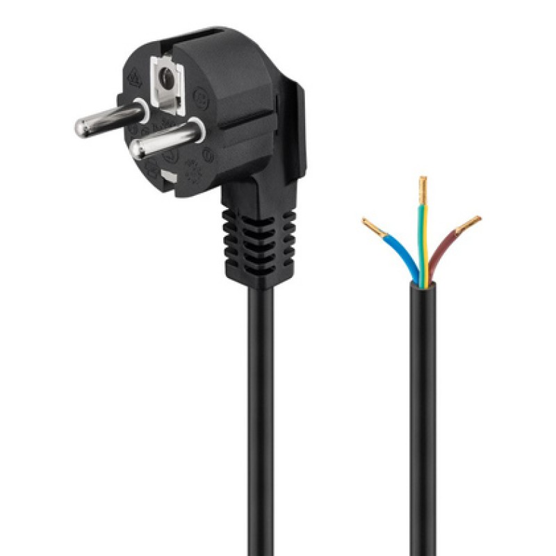 GOOBAY GOOBAY καλώδιο τροφοδοσίας 93976, γωνιακό, 0.75mm², 1.5m, μαύρο