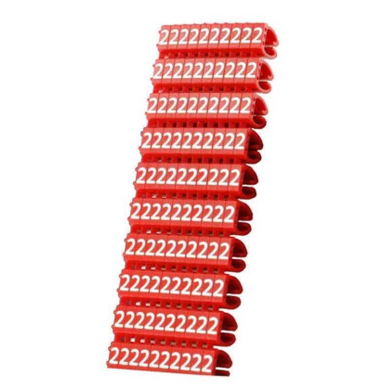 Powertech POWERTECH Clip αρίθμησης καλωδίου Νο 2, Red, 10τεμ.