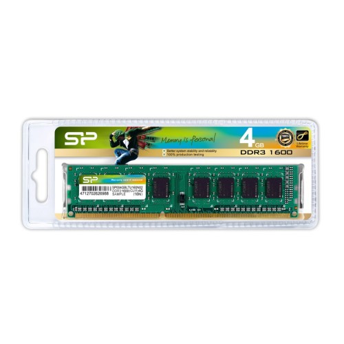 SILICON POWER SILICON POWER μνήμη RAM DDR3, 1600MHz PC3-12800, 1.5V, 4GB