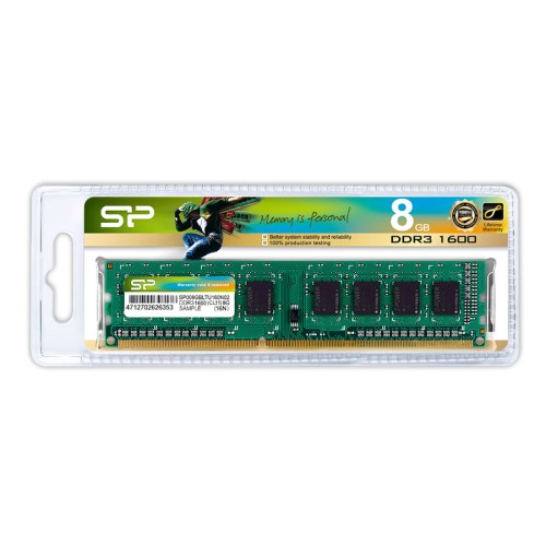 SILICON POWER SILICON POWER μνήμη RAM 8GB DDR3, 1600MHz PC3-12800, 1.5V