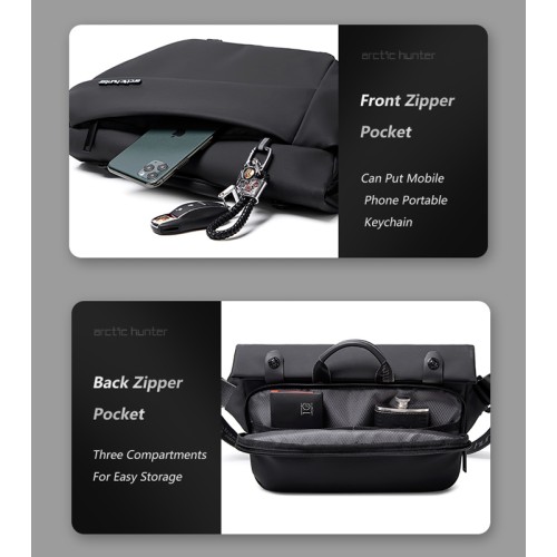 Arctic Hunter ARCTIC HUNTER τσάντα Crossbody YB00046 με θήκη tablet, 10L, μαύρη