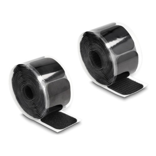DELOCK DELOCK αυτοκόλλητα τύπου Velcro 19106 σε ρολό 3m, 45x50mm, μαύρο