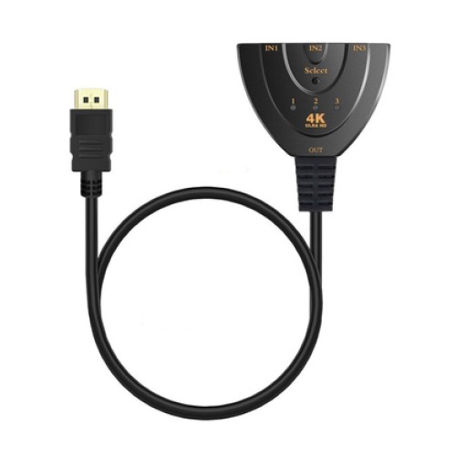 Powertech POWERTECH HDMI Switch CAB-H077, 3 σε 1, 4K, 0.50m, μαύρο