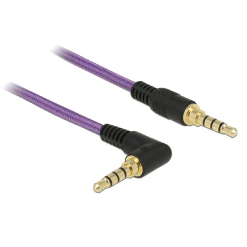 DELOCK DELOCK καλώδιο Jack stereo σε Jack stereo 4pin 3.5mm, 90°, μωβ, 1m