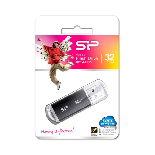 SILICON POWER SILICON POWER USB Flash Drive Ultima U02, 32GB, USB 2.0, μαύρο