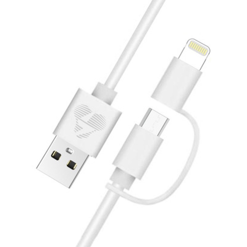 Powertech POWERTECH καλώδιο USB σε Micro/Lightning PT-707, MFi, 2.4A, 1m, λευκό