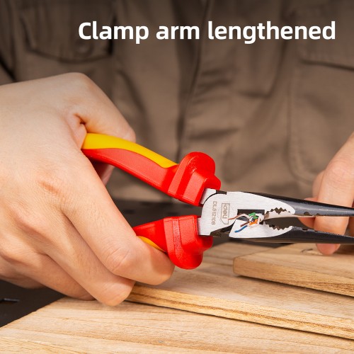 DELI DELI μυτοτσίμπιδο ίσιο ηλεκτρολόγου DL512108 με αντιολισθητικές λαβές, VDE 1000V, 200mm