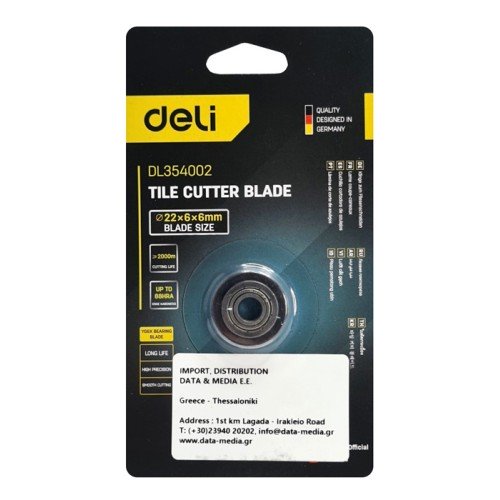 DELI DELI ανταλλακτικό ροδάκι DL354002 για κόφτη πλακιδίων, 22mm, 88HRA