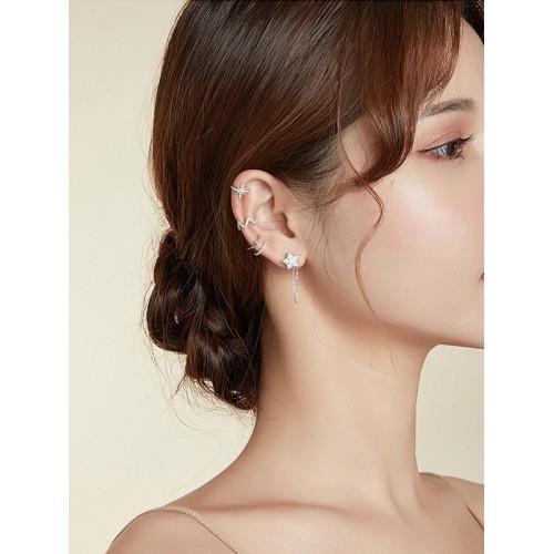 BAMOER BAMOER σκουλαρίκι cuff SCE999-A με κυβική ζιρκόνια, ασήμι 925, ασημί