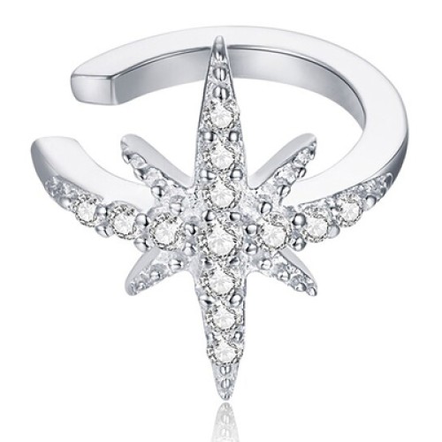 BAMOER BAMOER σκουλαρίκι cuff SCE999-A με κυβική ζιρκόνια, ασήμι 925, ασημί