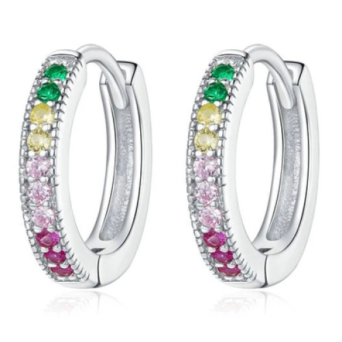 BAMOER BAMOER σκουλαρίκια κρίκοι BSE459, κυβική ζιρκόνια, ασήμι 925, ασημί