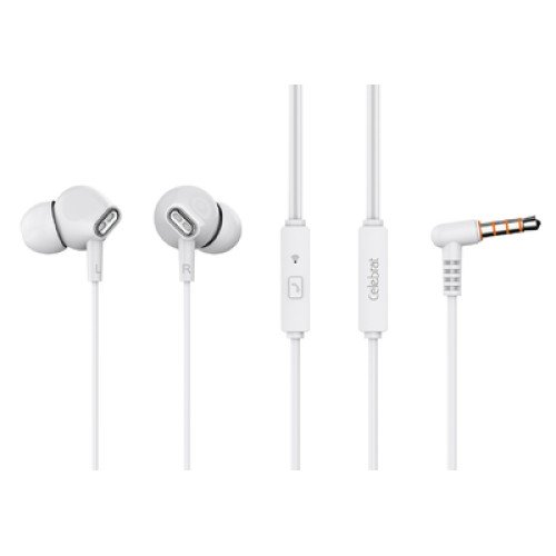 CELEBRAT CELEBRAT earphones με μικρόφωνο G21, 3.5mm σύνδεση, Φ12mm, 1.2m, λευκά