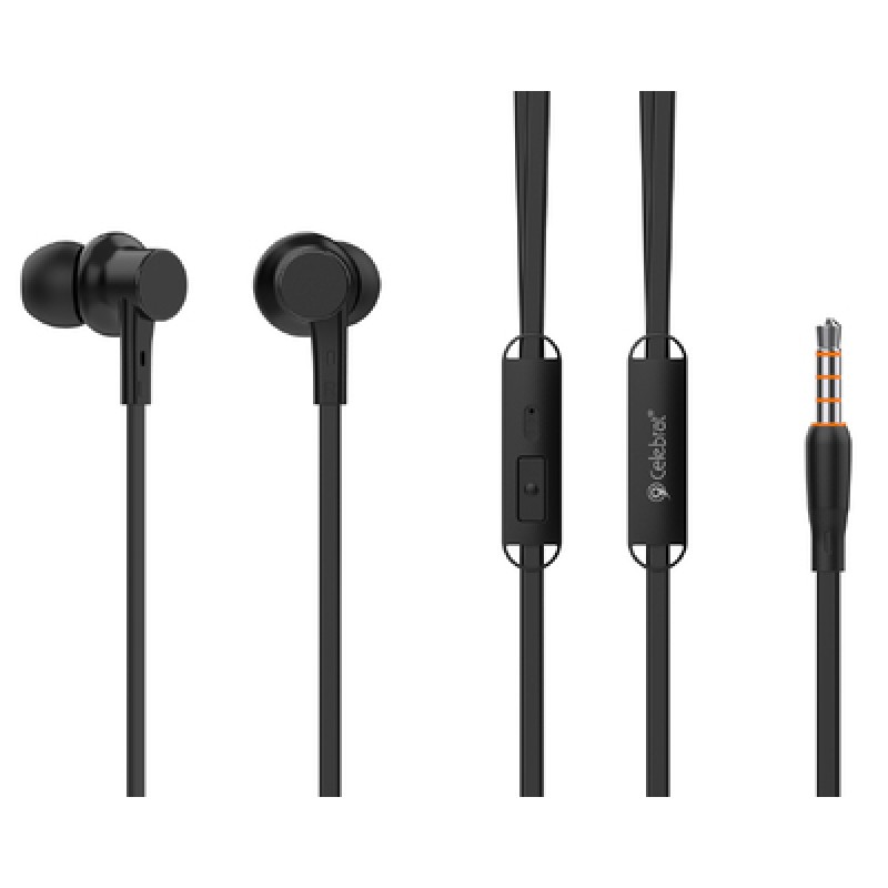 CELEBRAT CELEBRAT earphones με μικρόφωνο G19, 3.5mm σύνδεση, Φ10mm, 1.2m, μαύρα