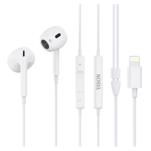 YISON YISON earphones με μικρόφωνο X7, Lightning σύνδεση, Φ14mm, 1.2m, λευκά