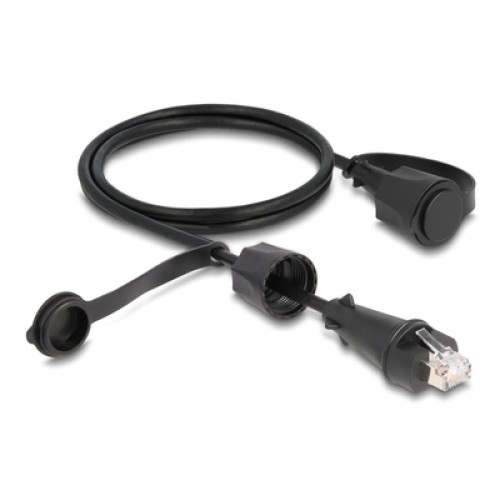 DELOCK DELOCK καλώδιο δικτύου 80166, CAT 6 STP, με καπάκι, IP68, 1m, μαύρο