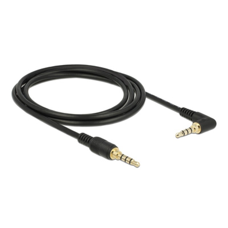 DELOCK DELOCK καλώδιο 3.5mm 85613, γωνιακό, 24AWG, gold plated, 2m, μαύρο