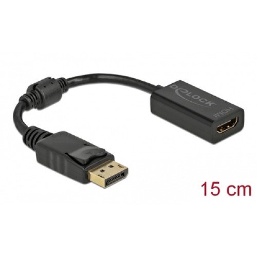 DELOCK DELOCK αντάπτορας DisplayPort σε HDMI 61011, 1080p/60Hz, Passive, μαύρος