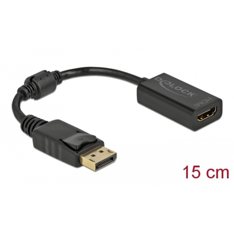 DELOCK DELOCK αντάπτορας DisplayPort σε HDMI 61011, 1080p/60Hz, Passive, μαύρος