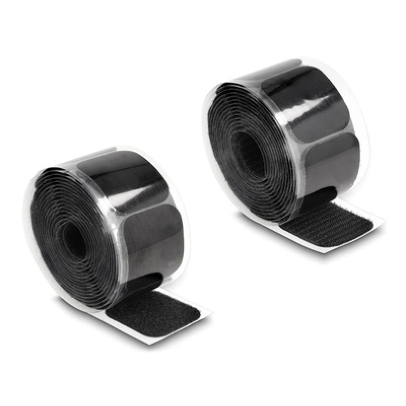 UNBRANDED Αυτοκόλλητα τύπου Velcro TIES-067 σε ρολό 5m, 45x50mm, μαύρο