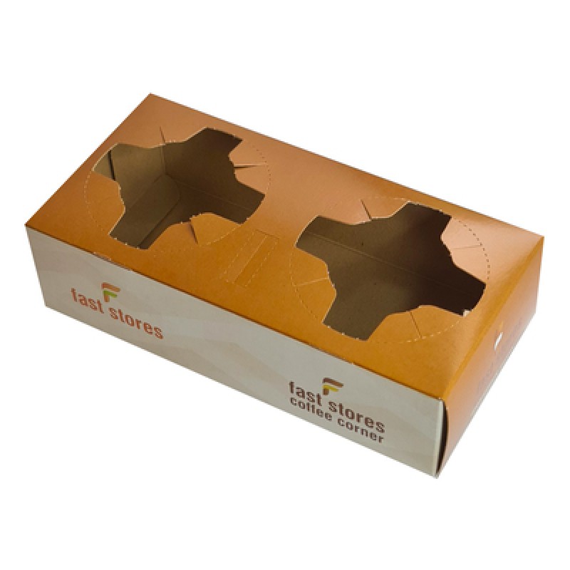 UNBRANDED FAST STORES & COFFEE CORNER χάρτινη ποτηροθήκη, 2 θέσεων, 50τμχ