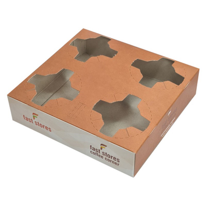 UNBRANDED FAST STORES & COFFEE CORNER χάρτινη ποτηροθήκη, 4 θέσεων, 50τμχ
