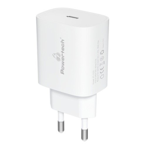 Powertech POWERTECH φορτιστής τοίχου PT-1091, USB-C, PD 20W, λευκός