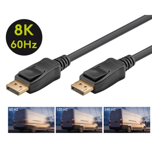GOOBAY GOOBAY καλώδιο DisplayPort 61697, 8K/60Hz, 32.4 Gbit/s, 2m, μαύρο