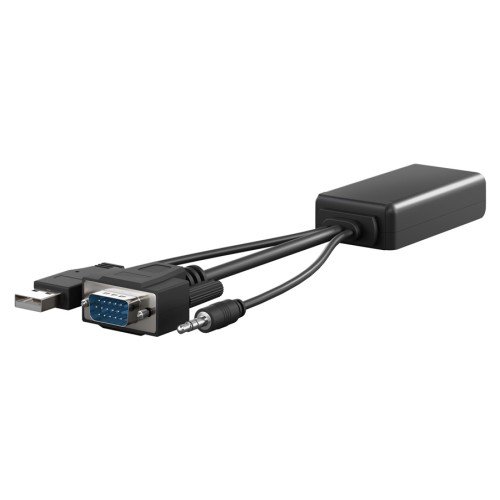 GOOBAY GOOBAY αντάπτορας VGA σε HDMI 61259, 3.5mm Jack, 1080p/60Hz, μαύρος