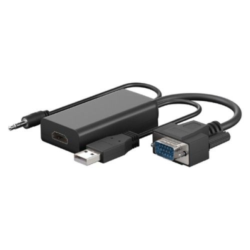 GOOBAY GOOBAY αντάπτορας VGA σε HDMI 61259, 3.5mm Jack, 1080p/60Hz, μαύρος