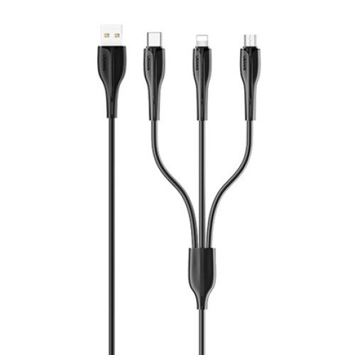 USAMS USAMS καλώδιο USB σε USB-C/Lightning/Micro USB US-SJ374, 10W, 1m, μαύρο
