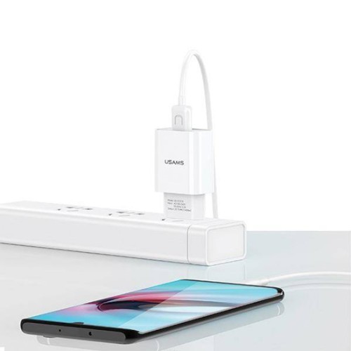 USAMS USAMS φορτιστής τοίχου T21OCLN01 με καλώδιο Lightning, USB 2.1A, λευκός