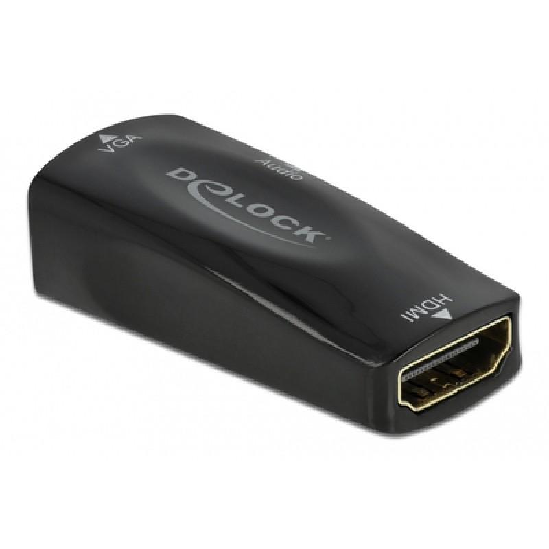 DELOCK DELOCK αντάπτορας HDMI σε VGA 66560, με audio, 1080p/60Hz, μαύρος