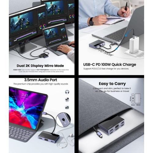 ORICO ORICO docking station DM-5P, 5 θυρών, USB-C σύνδεση, 100W PD, 4K, μαύρο