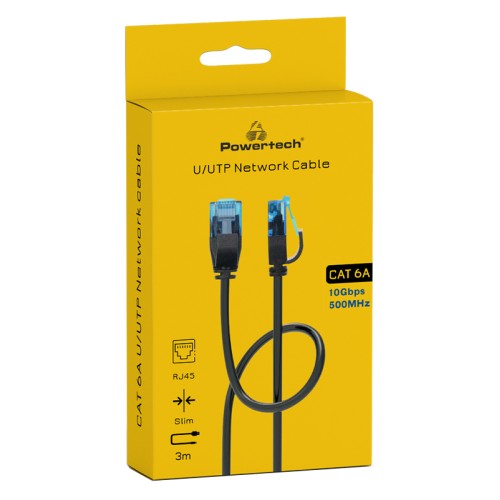 Powertech POWERTECH καλώδιο δικτύου PTR-0144 Cat 6a U/UTP, copper, slim, 3m, μαύρο