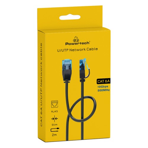 Powertech POWERTECH καλώδιο δικτύου PTR-0143 Cat 6a U/UTP, copper, slim, 2m, μαύρο