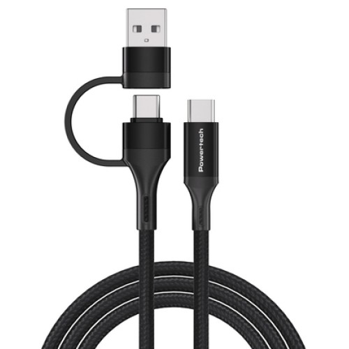 Powertech POWERTECH καλώδιο USB & USB-C σε USB-C PTR-0158, PD 60W, copper, 1.5m, μαύρο