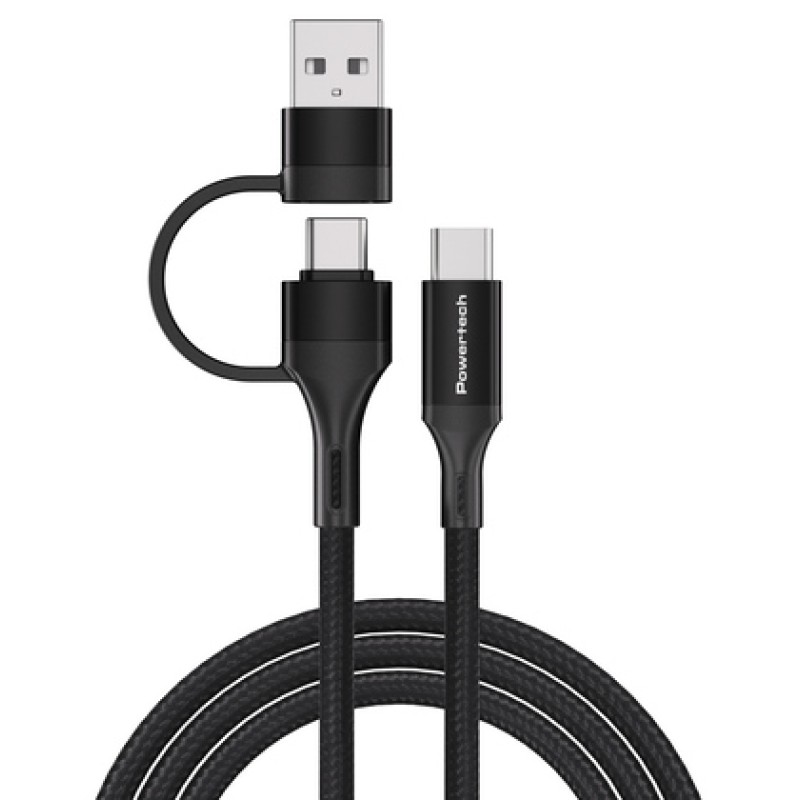 Powertech POWERTECH καλώδιο USB & USB-C σε USB-C PTR-0158, PD 60W, copper, 1.5m, μαύρο